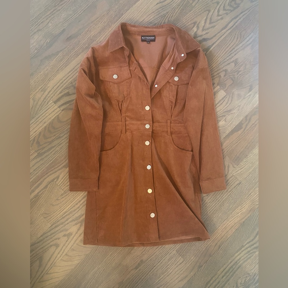 Kittenish Corduroy Burnt Orange Dress